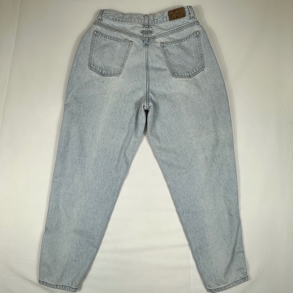 Brittania Vintage High Waisted Mom Jeans Light Wash Tapered Petite 12x28 Cotton - Picture 5 of 8